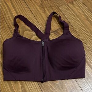 All in Motion Size 34D Wine Colored Zip Front Sports Bra